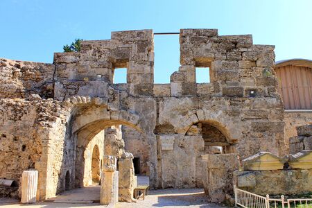 Antique ruins and sights of the Turkish resort town of Sideの写真素材