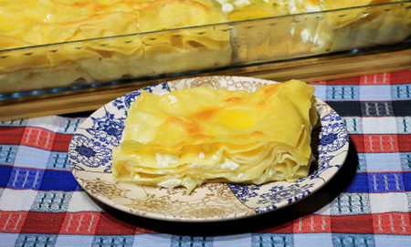 Water layer cake - Turkish national dish Burek The process of making Turkish homemade water pie,...