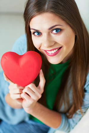 Woman hold heart.の写真素材
