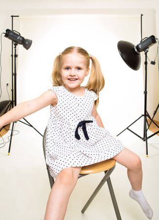 Kid girl close up isolated portrait.の写真素材