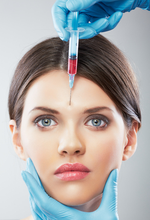 Beauty Woman face surgery close up portrait. Female model.の写真素材