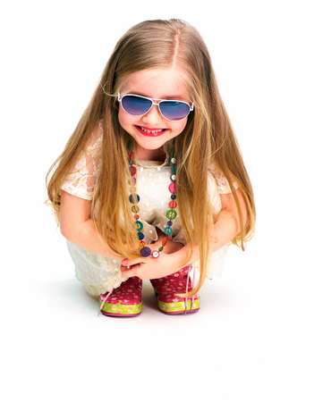 Fashion child girl full body portrait.の写真素材