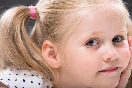 Kid girl close up isolated portrait.の写真素材