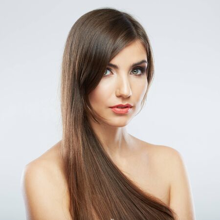 Hair style fashion woman portrait. Female model isolated portrai.tの写真素材