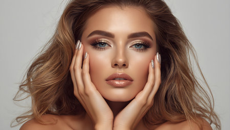 Portrait of a beautiful young woman with professional make-up and hairstyleの素材