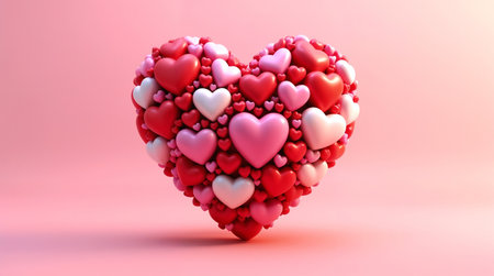 3d rendering of valentine's day heart shape on pink backgroundの素材