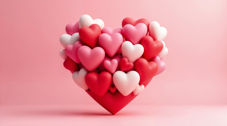 3d illustration of heart shape on pink background. Valentine's day conceptの素材