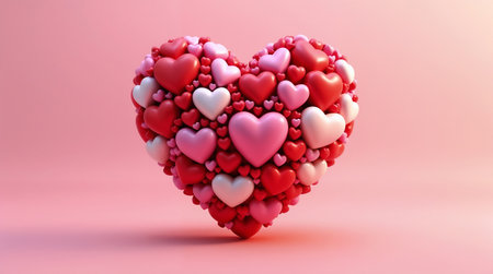3d rendering of heart shape on pink background. Valentine's day conceptの素材