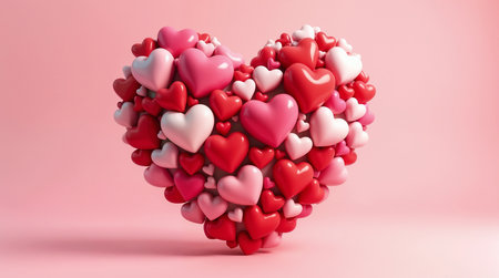 Valentine's Day background with hearts. 3D rendering.の素材