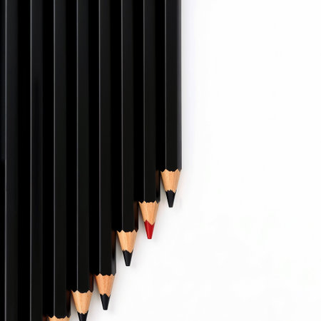 Black pencils isolated on white background with copy space for text.の素材