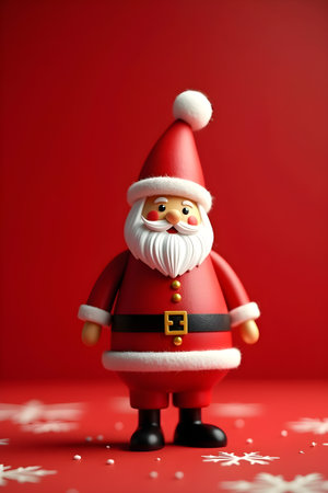 Santa Claus doll on a red background. Christmas and New Year concept.の素材