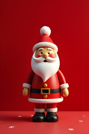 santa claus doll on red background with copy space for textの素材