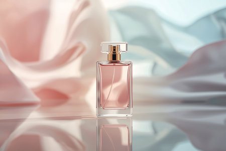 Rectangular Pink Perfume Bottle with Soft Flowing Fabricの素材