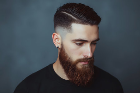 Handsome Man with Modern Fade and Long Beardの素材