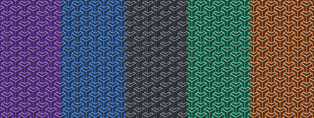A collection of  isometric cube patterns in various neon colors. This vector illustration is perfect...