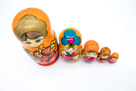 Russian toy matryoshka, on a white backgroundの写真素材