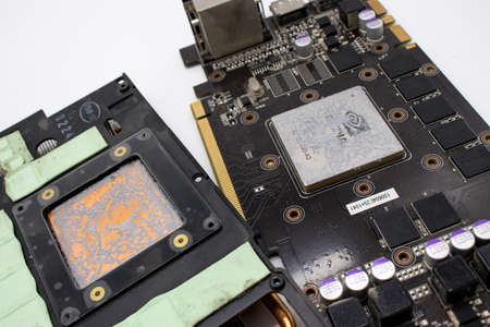 Moscow, Russia. 12/16/2011 NVIDIA Geforce GTX 465 graphics card isolated on a white backgroundのeditorial素材