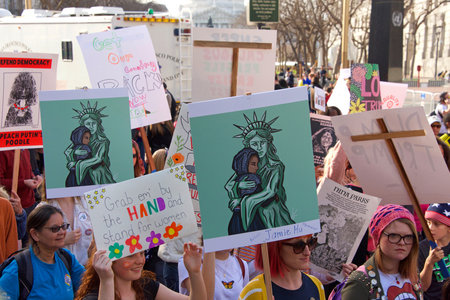 San Francisco, CA - January 19, 2019: Unidentified participants in the Women's March. This year's...