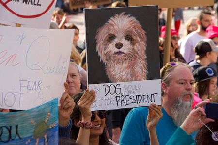 San Francisco, CA - January 19, 2019: Unidentified participants in the Women's March. This year's theme is Truth To Power and celebrating the Womens Wave.のeditorial素材