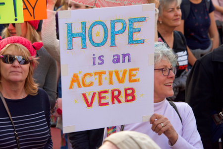 San Francisco, CA - January 19, 2019: Unidentified participants in the Women's March. This year's...