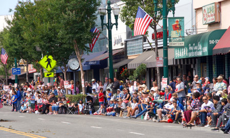 Alameda, CA - July 04, 2018: The Alameda 4th of July Parade is one of the largest and longest Independence Day parade in the nation. Hundreds of spectators line the streets to watch the parade.のeditorial素材