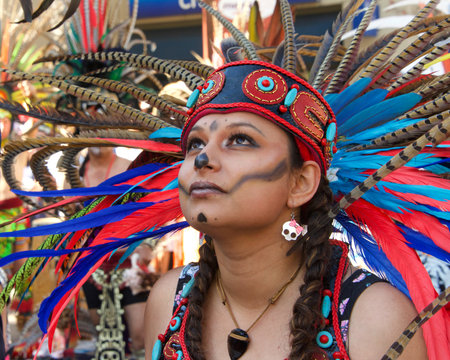 Fruitvale, CA - November 04, 2018: Unidentified participants at the 30th annual Dia de los Muertos,...