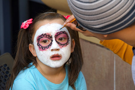 Fruitvale, CA - November 04, 2018: Unidentified participants at the 30th annual Dia de los Muertos, or Day of the Dead festival.Â This is one of the most popular holidays celebrated in Mexico.のeditorial素材