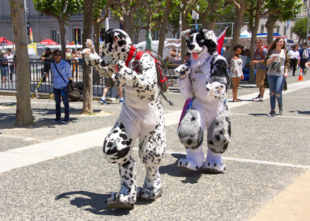 San Francisco, CA - June 23, 2018: Participants at San Francisco Pride, one of the largest gatherings of the LGBTQ Community and its allies in the nation. This years theme "Generations of Strength".のeditorial素材