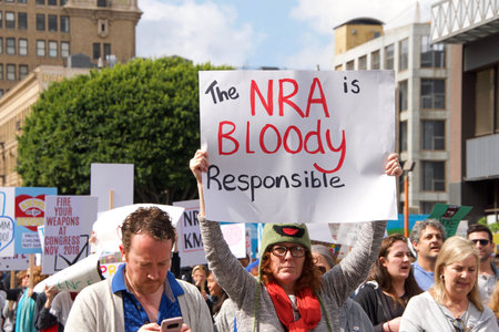 Los Angeles, CA - March 24, 2018: With calls to End gun violence, no more silence!  thousands of...