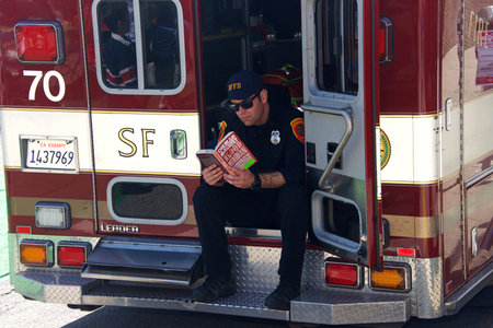 San Francisco, CA - April 01, 2018: Medical crews on standby at the 27th Annual Union St Easter...