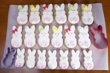 Easter Bunny Sugar Cookies homemade covered in home made marshmallow fondant, decorated with candy...