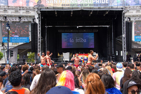 San Francisco, CA - June 29, 2019: Unidentified participants celebrates at the annual San Francisco...