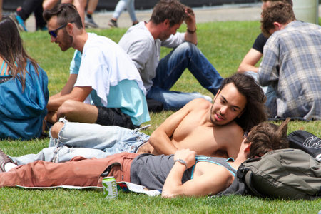 San Francisco, CA - June 29, 2019: Unidentified participants celebrates at the annual San Francisco Gay Pride Festival, at Civic Center in downtown San Francisco. Theme Generations of Resistance.のeditorial素材