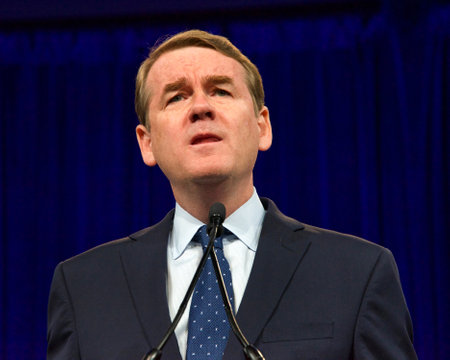 San Francisco, CA - August 23, 2019: Presidential candidate Michael Bennet speaking at the Democratic National Convention summer session in San Francisco, California.のeditorial素材