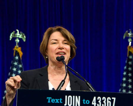 San Francisco, CA - August 23, 2019: Presidential candidate Amy Klobuchar speaking at the Democratic National Convention summer session in San Francisco, California.のeditorial素材