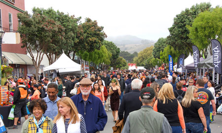 Half Moon Bay, CA - Oct 19, 2019: Thousands flock to the streets of The World Pumpkin Capitol of Half Moon Bay for their 49th annual Art and Pumpkin Festival and Parade.のeditorial素材