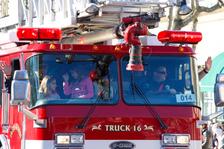 Benicia, CA - Dec 14, 2019: Unidentified participants in the 25th annual Christmas Parade, featuring...
