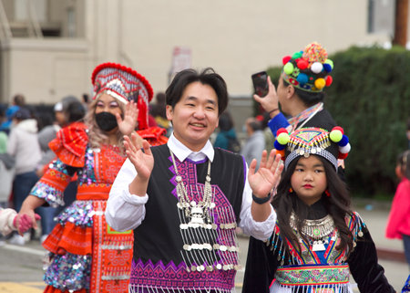 Oakland, CA - Jan 29, 2023: Participants in the first annual Lunar New Year Parade in Oakland.