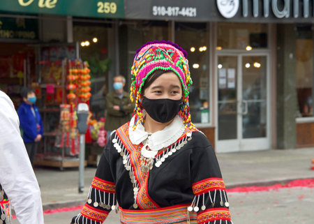 Oakland, CA - Jan 29, 2023: Participants in the first annual Lunar New Year Parade in Oakland.