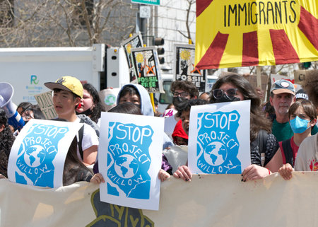 San Francisco, CA - April 21, 2023: Unidentified participants of Youth vs Apocalypse Climate...