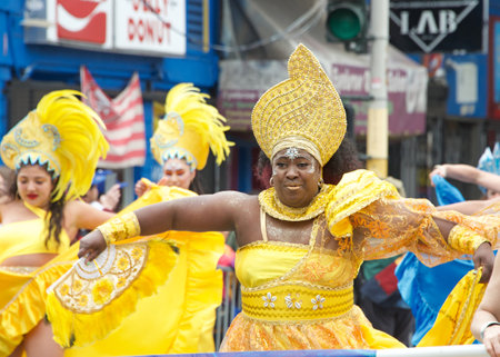 San Francisco, CA - May 28, 2023: Unidentified participants in the 45th annual Carnaval Grand Parade...