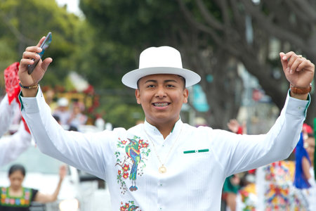 San Francisco, CA - May 28, 2023: Unidentified participants in the 45th annual Carnaval Grand Parade in the Mission District.のeditorial素材