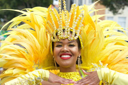 San Francisco, CA - May 28, 2023: Unidentified participants in the 45th annual Carnaval Grand Parade in the Mission District.のeditorial素材