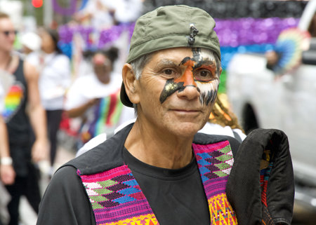 San Francisco, CA - June 24, 2023: Participants celebrate at the SF Gay Pride Parade up Market  St to Civic Center. Theme, Looking Back, Moving Forward.のeditorial素材
