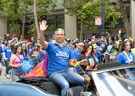 San Francisco, CA - June 24, 2023: Attorney General Rob Bonta participating in the SF Gay Pride...