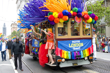 San Francisco, CA - June 24, 2023: Mayor London Breed participating in the SF Gay Pride Parade up...