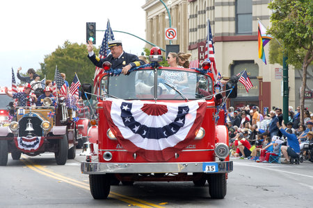 Alameda, CA - July 4, 2023: Alameda 4th of July Parade, one of the largest and longest Independence...