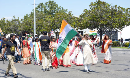 Fremont, CA - Aug 20, 2023: Participants in the 31st annual FOG Festival Parade. An annual...