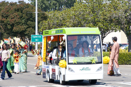 Fremont, CA - Aug 20, 2023: Participants in the 31st annual FOG Festival Parade. An annual celebration of Indian heritage and culture for the entire Bay Area.のeditorial素材