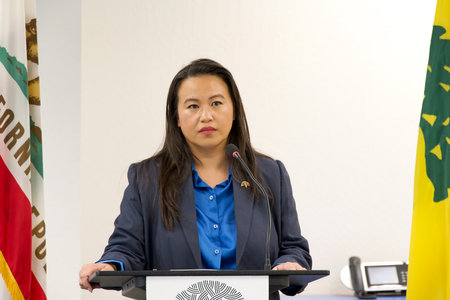 Oakland, CA - Aug 22, 2023: Mayor Sheng Thao discussing the results of her recent trip to Vietnam resulting in several MOUs that seek to strengthen ties and create new opportunitiesのeditorial素材
